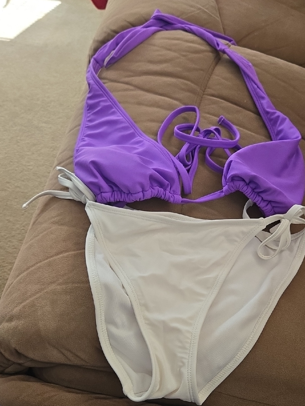 Purple & White Bikini Two-Piece Swim Set